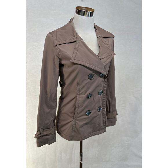 Womens‎ Pea Coat Rain Jacket Merona Size XS Tan Brown Double Breasted Button Up - Picture 15 of 16